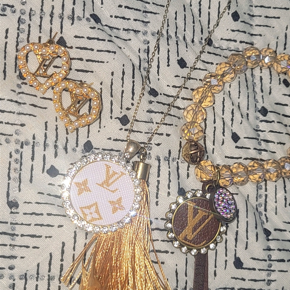 Louis Vuitton Gold and Brown Necklace Set